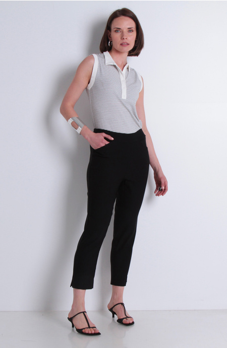 Pantalon Crop Tiro Alto Pretina Media Elasticada