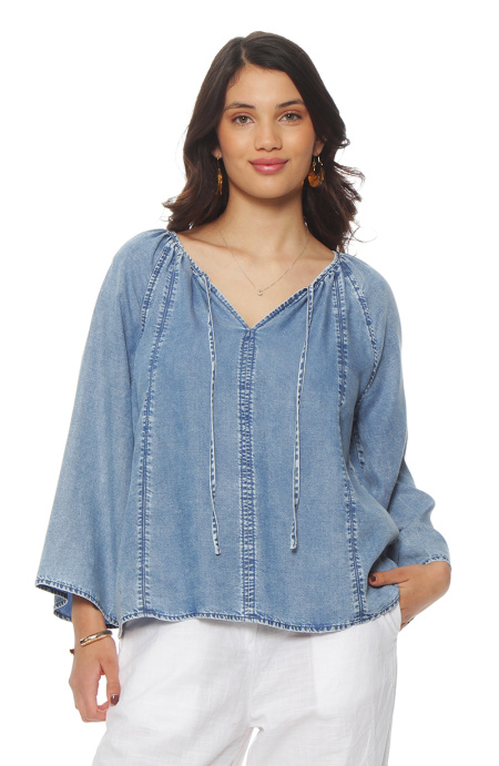 Blusa Manga Larga Lyocell Escote V