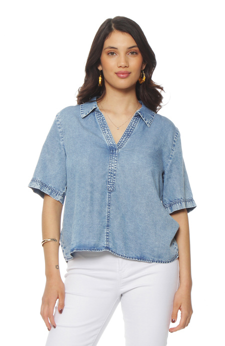 Blusa Manga Corta Lyocell Escote V