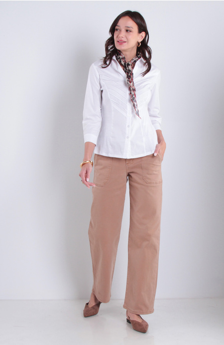 Blusa Manga 3/4  Con Alforza En Delantero