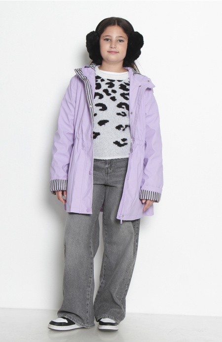 Chaqueta Impermeable Manga Larga Con Capucha Ni?Ita