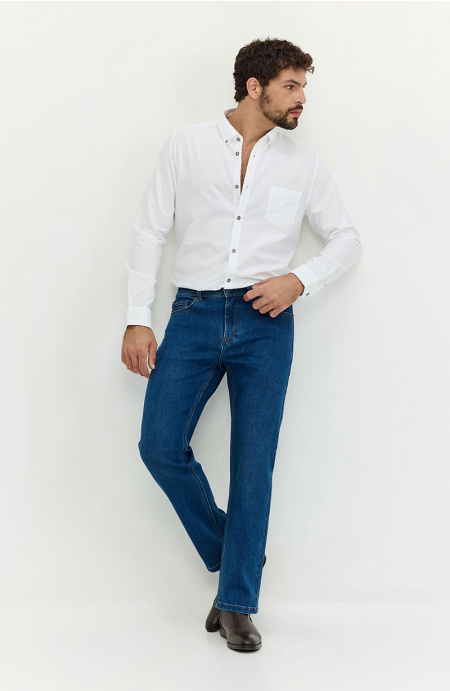 Jeans Hombre Recto Tiro Alto Pretina Basica 1 Boton