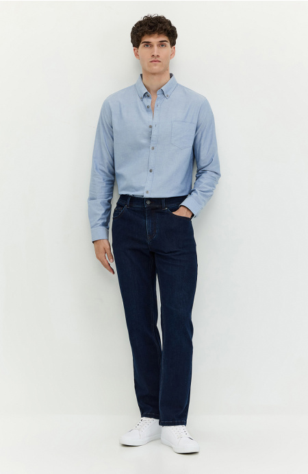 Jeans Hombre Recto Tiro Alto Pretina Basica 1 Boton