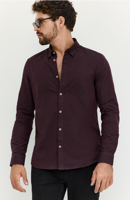 Camisa Hombre Manga Larga Abotonada En Delantero