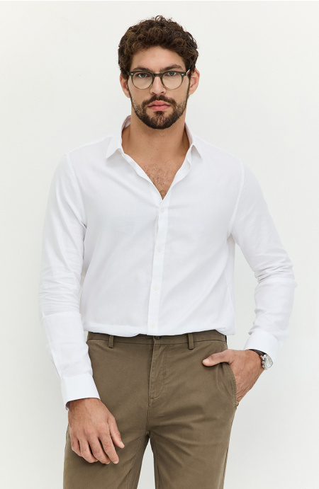 Camisa Hombre Manga Larga Abotonada En Delantero