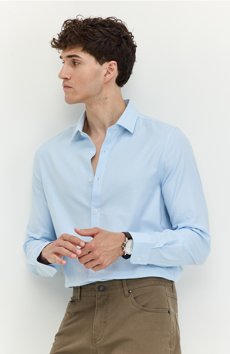 Camisa Hombre Manga Larga Abotonada En Delantero