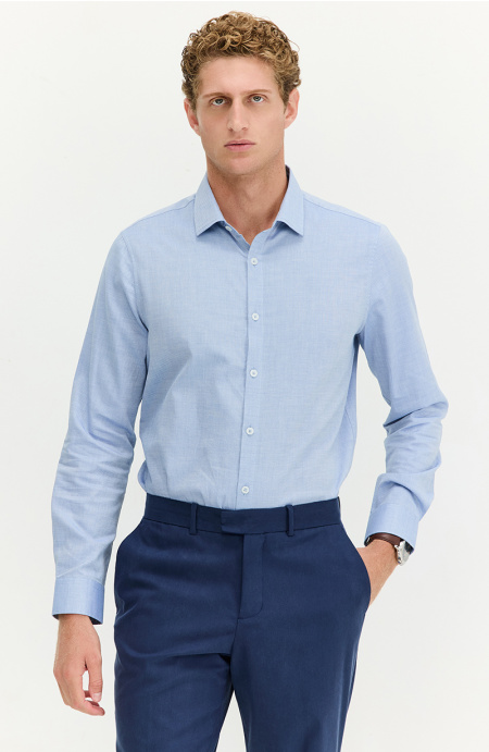 Camisa Hombre Manga Larga Abotonada En Delantero