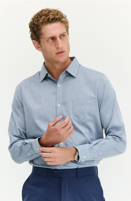 Camisa Hombre Manga Larga Abotonada En Delantero
