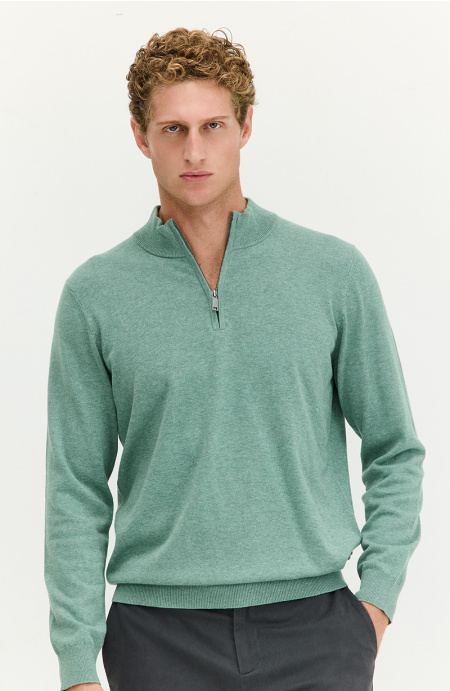 Sweater Hombre Manga Larga Cuello Alto Con Cierre