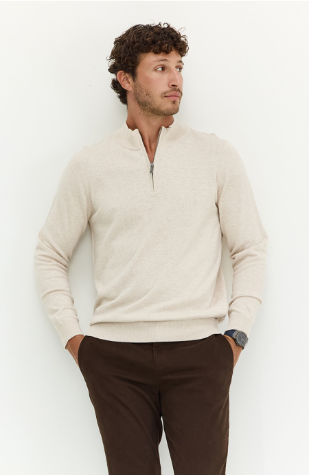 Sweater Hombre Manga Larga Cuello Alto Con Cierre