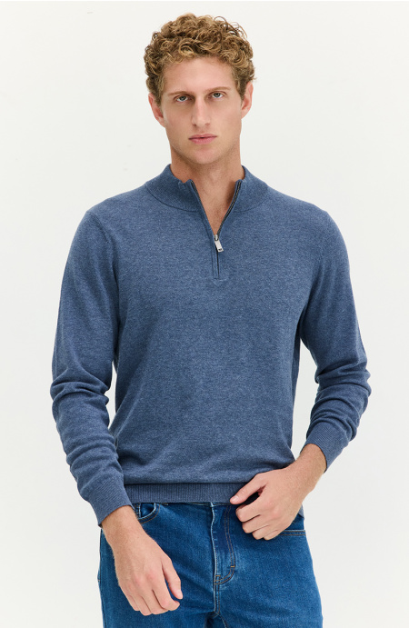Sweater Hombre Manga Larga Cuello Alto Con Cierre