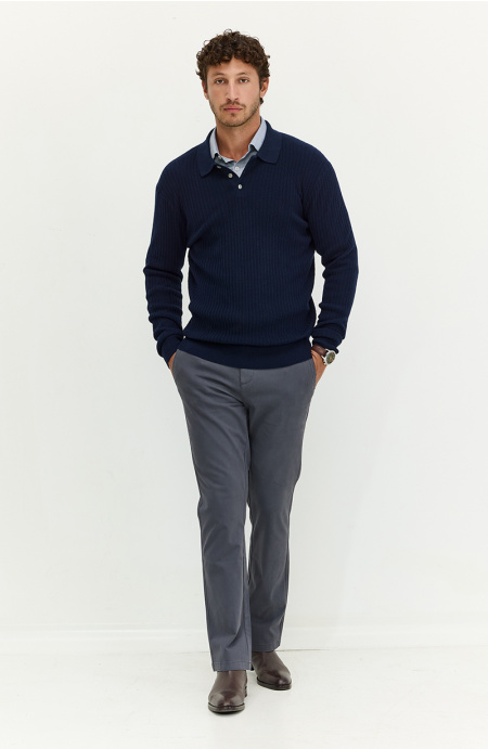 Sweater Hombre Manga Larga Con Cuello Y Botones En Delantero