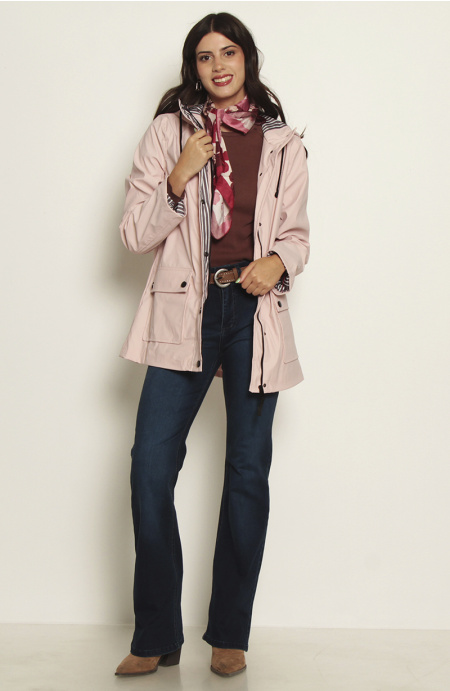 Chaqueta Impermeable Con Capucha Y Bolsillos