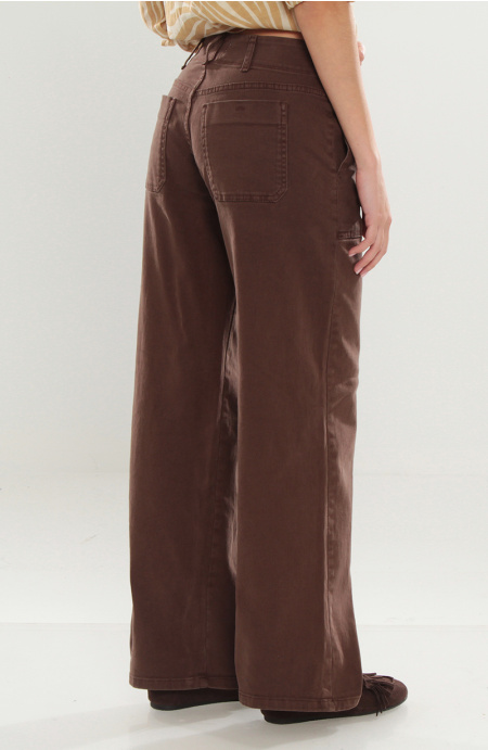 JEANS CARGO WIDE LEG TIRO ALTO PRETINA BASICA 1 BOTON