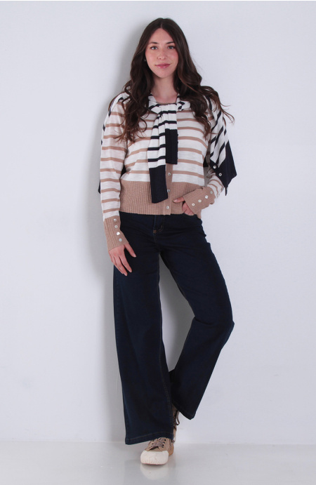 Jeans Wide Tiro Alto Secret Push Up Pretina Basica Un Boton