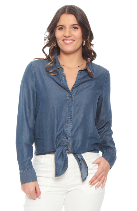 Blusa Lyocell Manga Larga Abotonada En El Delantero