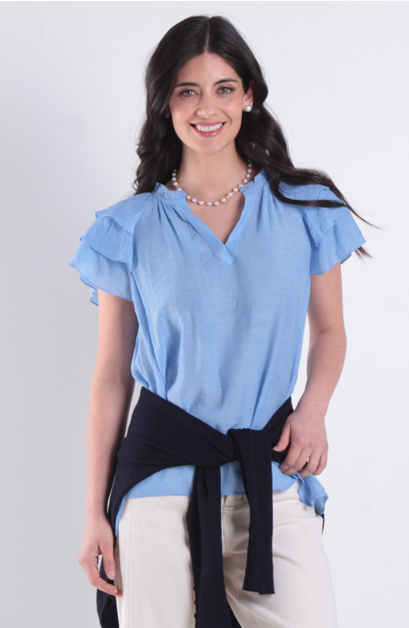 Blusa Manga Corta Escote V