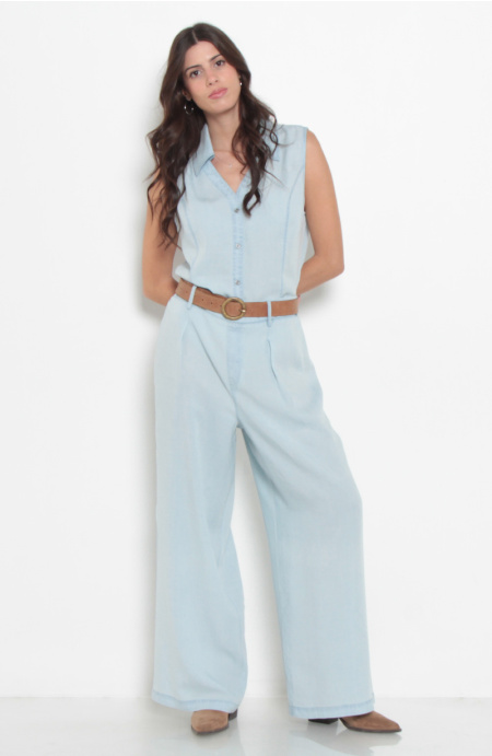 Conjunto Lyocell Blusa Sin Manga Y Pantalon