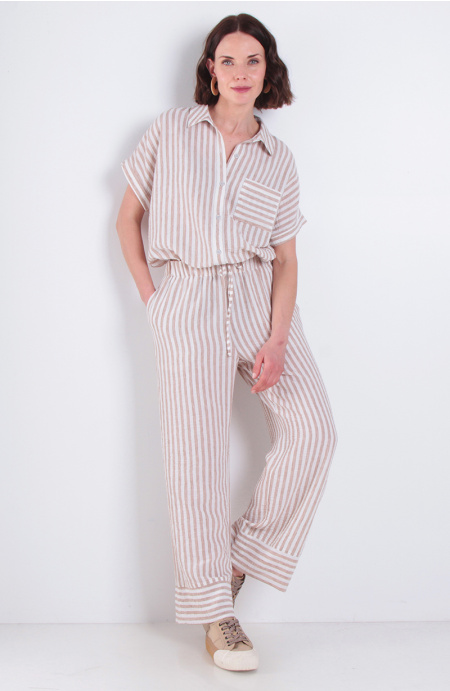 Conjunto Blusa Manga Corta Y Pantalon Listado