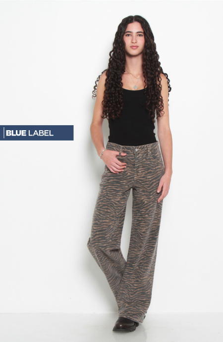PANTALON WIDE LEG ANIMAL PRINT TIRO ALTO PRETINA BASICA 1 BOTON