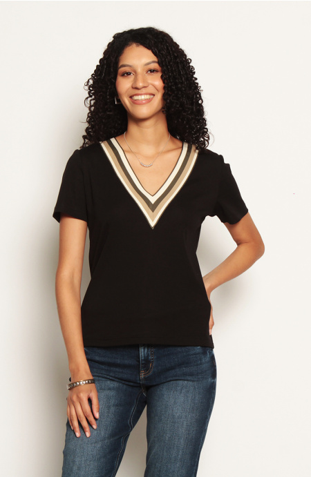 Polera Manga Corta Escote V