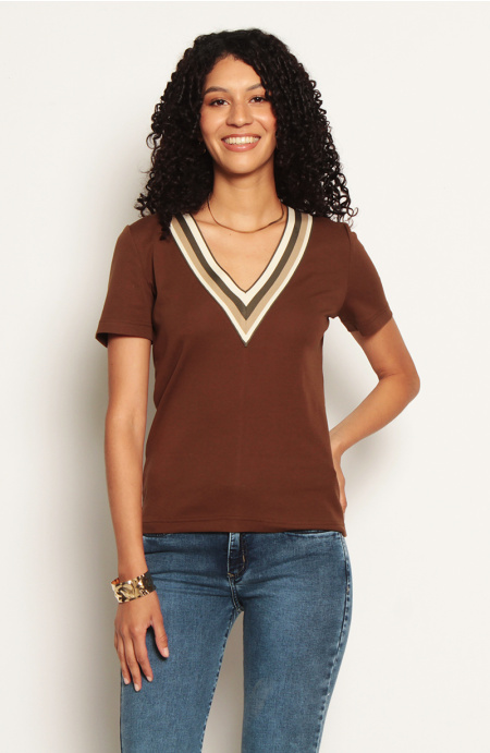 Polera Manga Corta Escote V