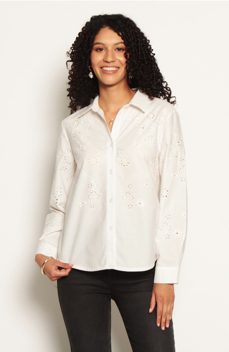 Blusa Manga Larga Con Brodery En Delantero