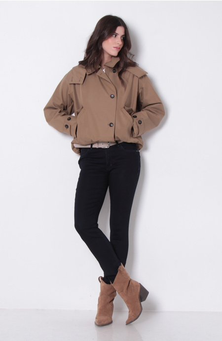 Jeans Slim Tiro Alto Pretina Media 2 Botones
