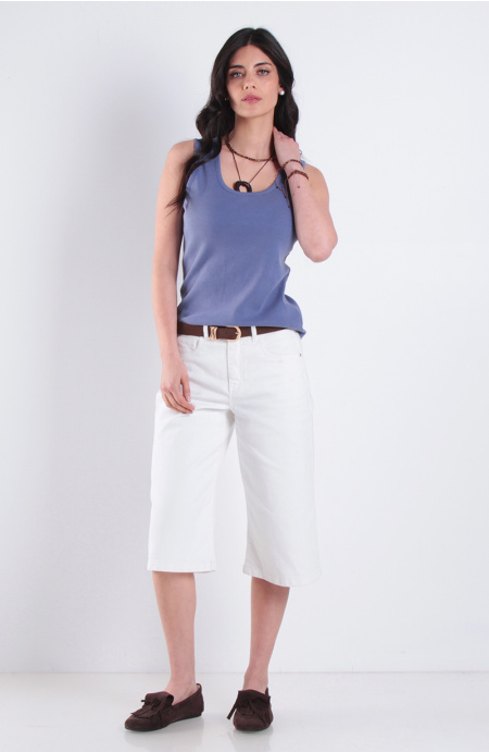 Polera Sin Manga Escote Redondo Acid Wash