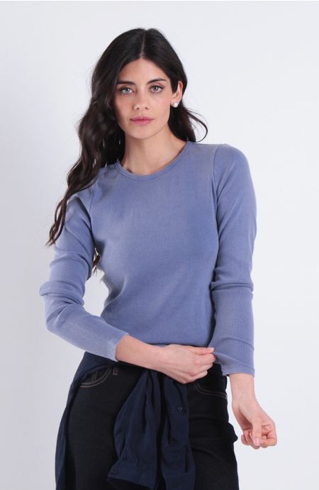 Polera Manga Larga Escote Redondo Acidwash