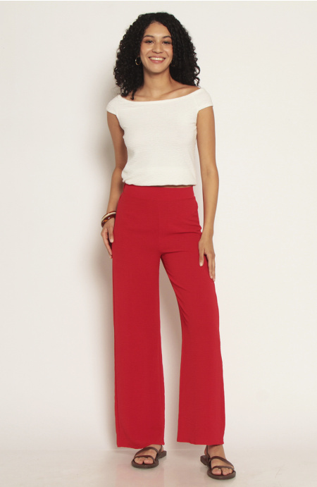Pantalon Recto Tiro Alto Pretina Elasticado