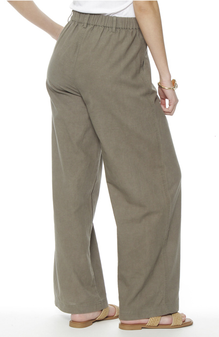 PANTALON WIDE LEG LINO TIRO ALTO PRETINA BASICA