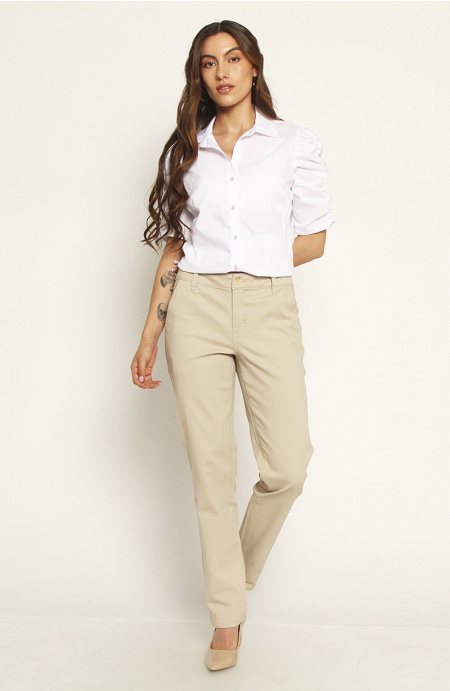 Pantalon Slim Tiro Alto Pretina Basica 1 Boton