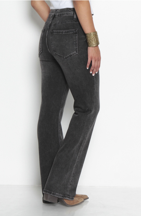 JEANS RECTO TIRO ALTO PRETINA BASICA 1 BOTON