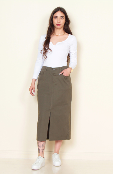 Falda Cargo Solido Pretina Basica 1 Boton