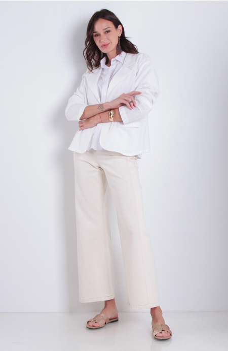 Blazer Manga Larga  Embroidery Con Bolsillo