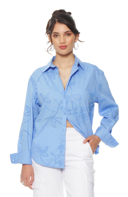 Blusa Manga Larga Embroidery Abotonada En Delantero