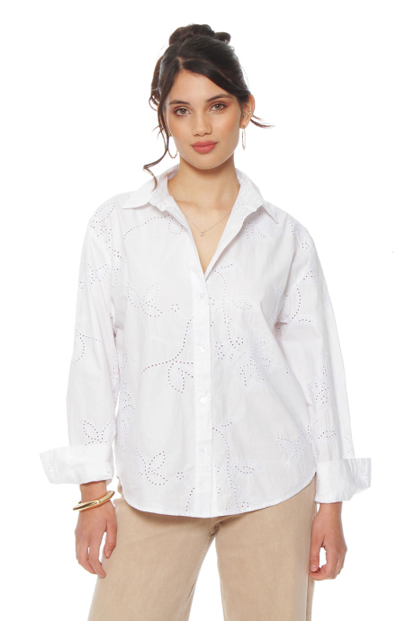 Blusa Manga Larga Embroidery Abotonada En Delantero