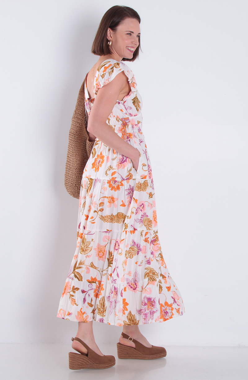Vestido Estampado Manga Corta Escote V hover