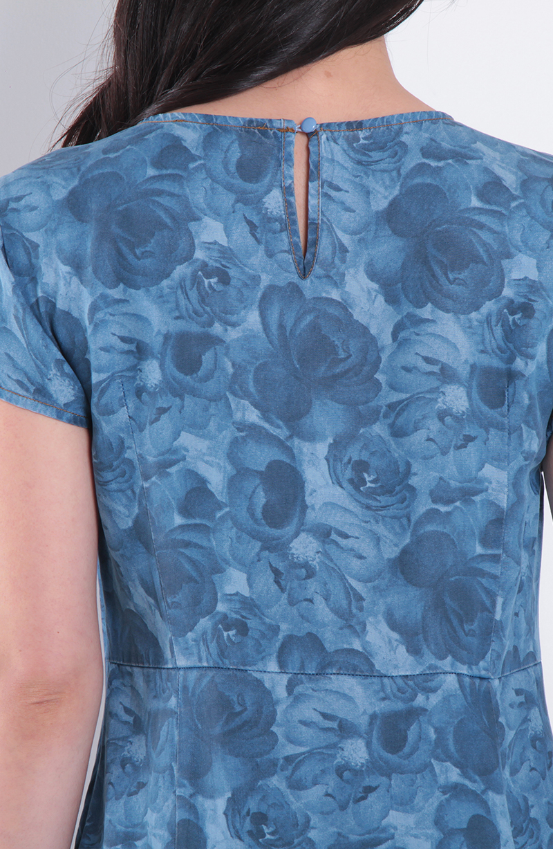 Vestido Manga Corta Lyocell Estampado Escote V hover