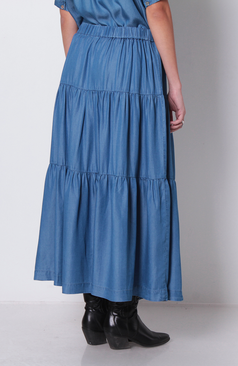 Falda Tencel Con Cortes Y Cintura Elasticada hover