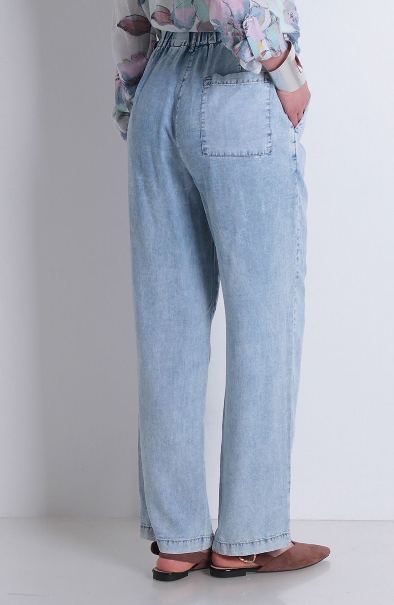 Pantalon Tencel Wide Leg Tiro Alto Pretina Basica 1 Boton hover