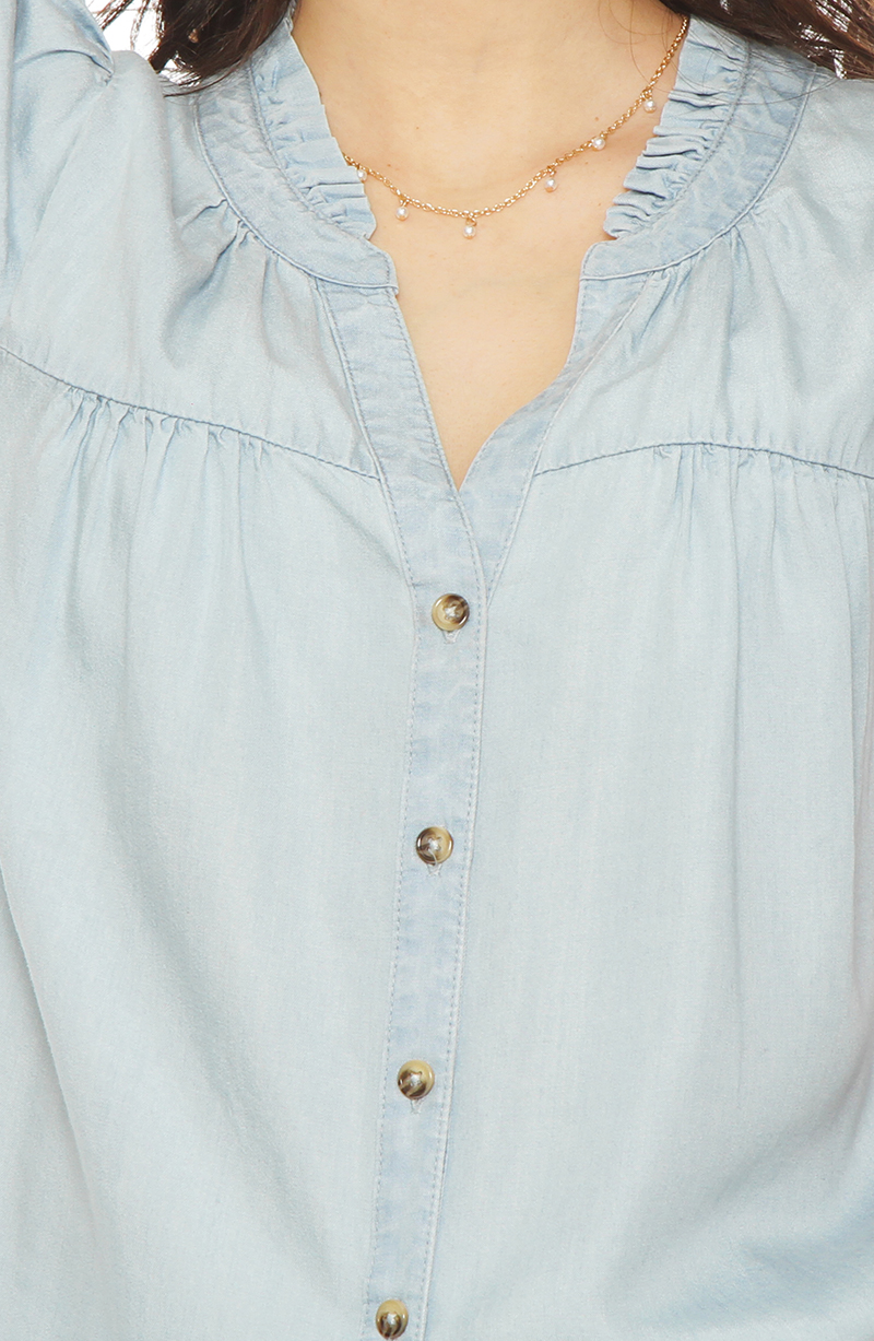 Blusa Manga Corta Lyocell Escote V Abotonada En Delantero hover