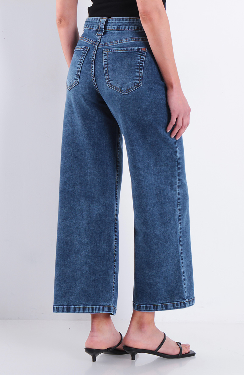 Jeans Crop Wide Leg Tiro Alto Pretina Basica 1 Boton hover