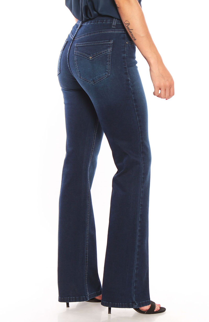 Jeans Basico Recto Tiro Medio  Pretina Un Boton Bolsillo Tapeta Falsa hover