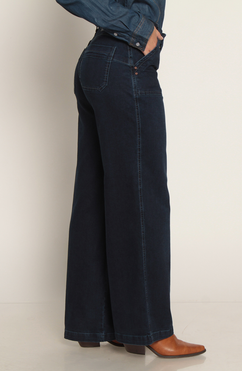 Jeans Cargo Recto Tiro Alto Pretina Un Boton hover