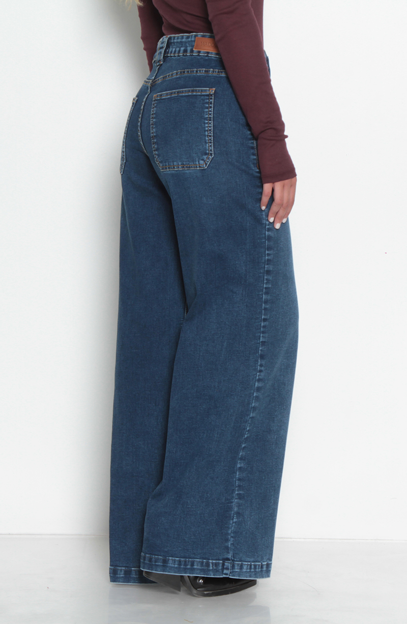Jeans Wide Cargo Tiro Medio Pretina Basica 1 Boton hover