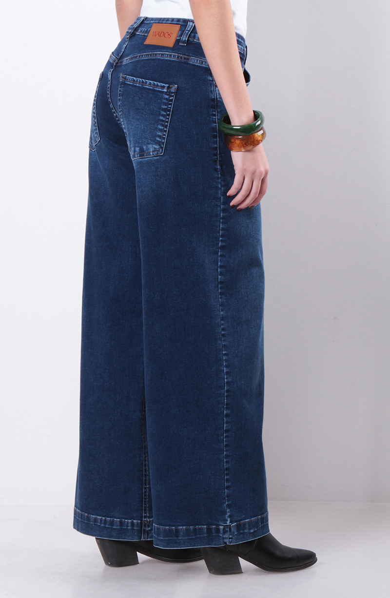 Jeans Wide Tiro Alto Pretina Basica 1 Boton hover