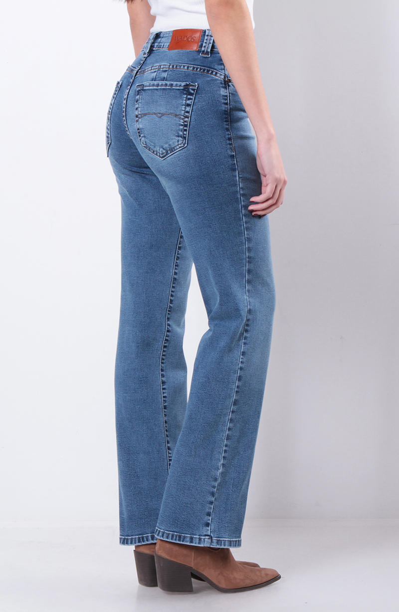 Jeans Recto Tiro Alto  Pretina Basica 1 Boton Push In Push Up hover