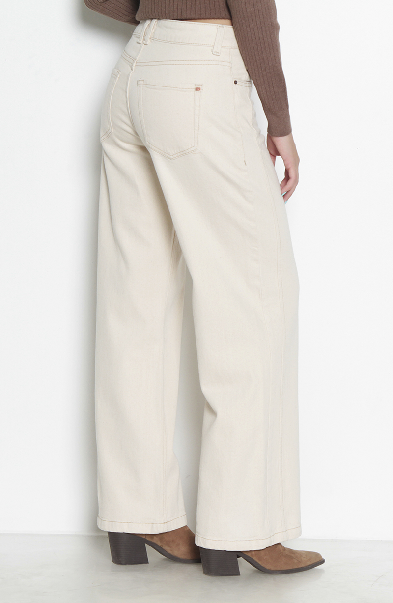 Jeans Wide Tiro Medio Pretina Un Boton hover